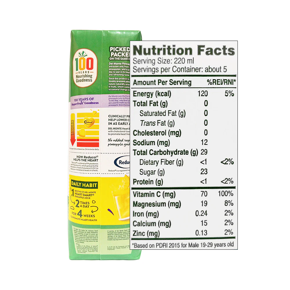 Del Monte Juice Heart Smart Pineapple 1L - Image 2