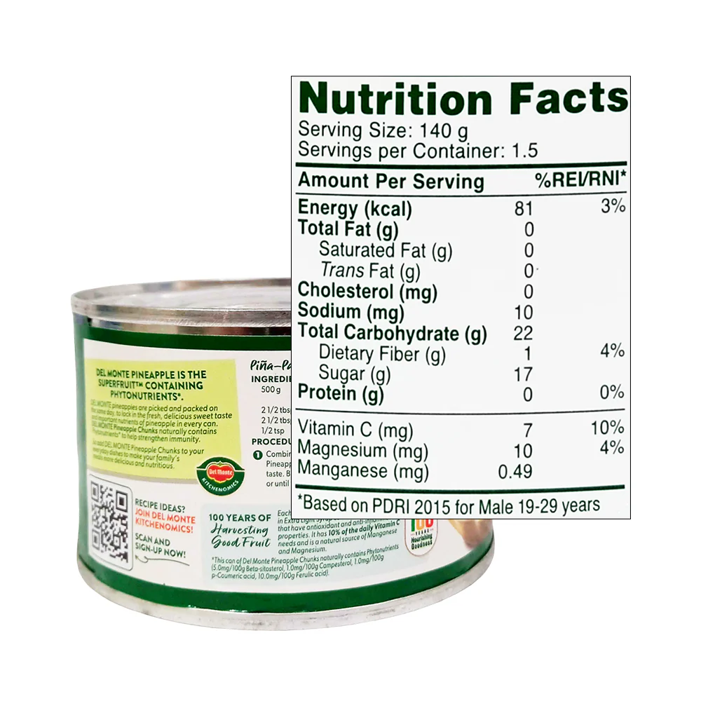 Del Monte Pineapple Chunks Flat 227g - Image 2