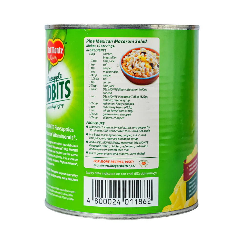 Del Monte Pineapple Tidbits 822g - Image 2