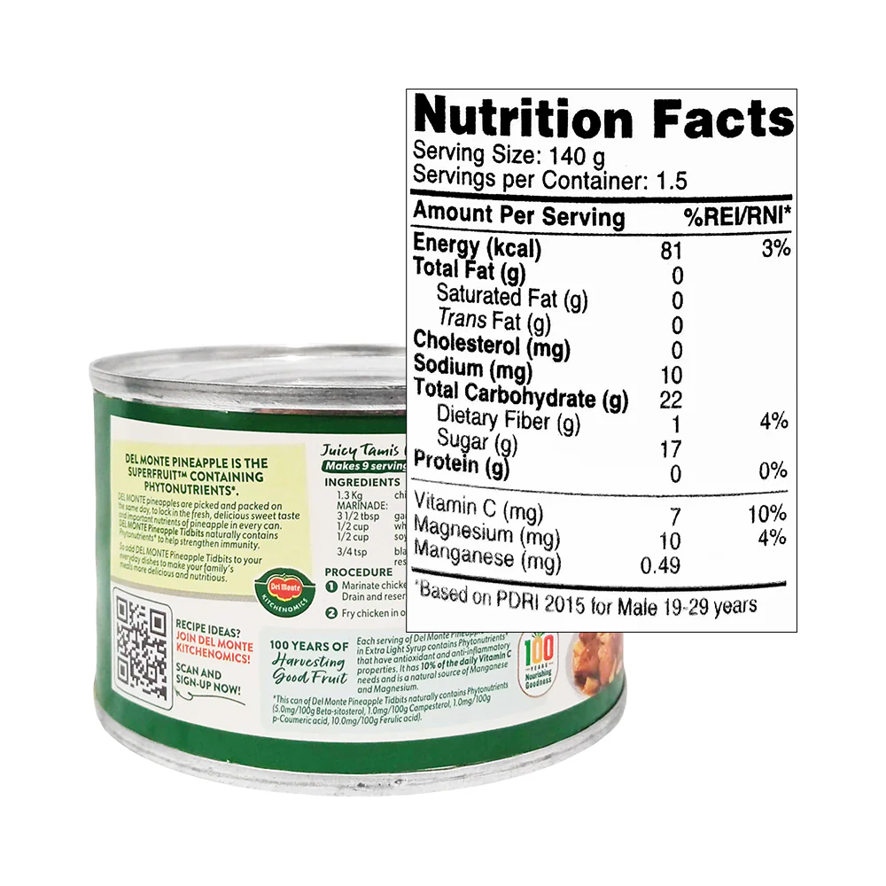 Del Monte Pineapple Tidbits Flat 227g - Image 2