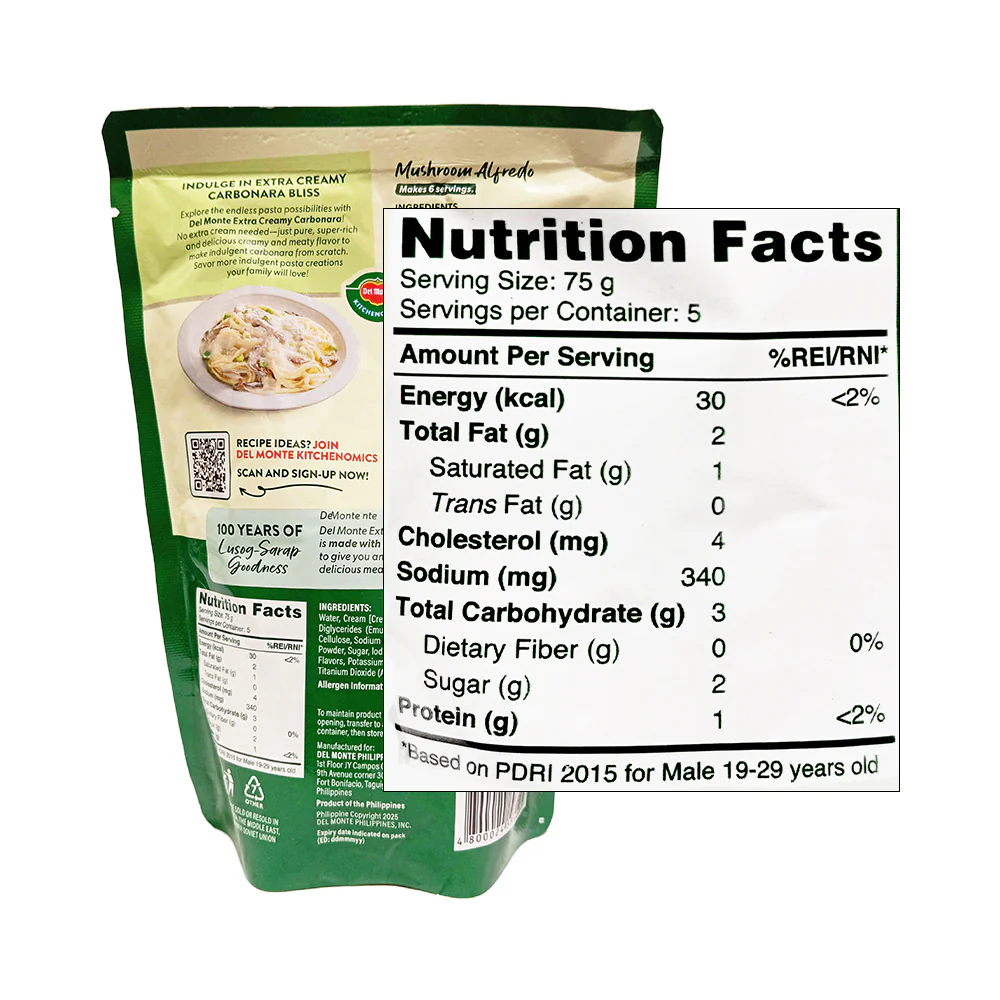 Del Monte Spaghetti Sauce Carbonara Style SUP 400g - Image 2