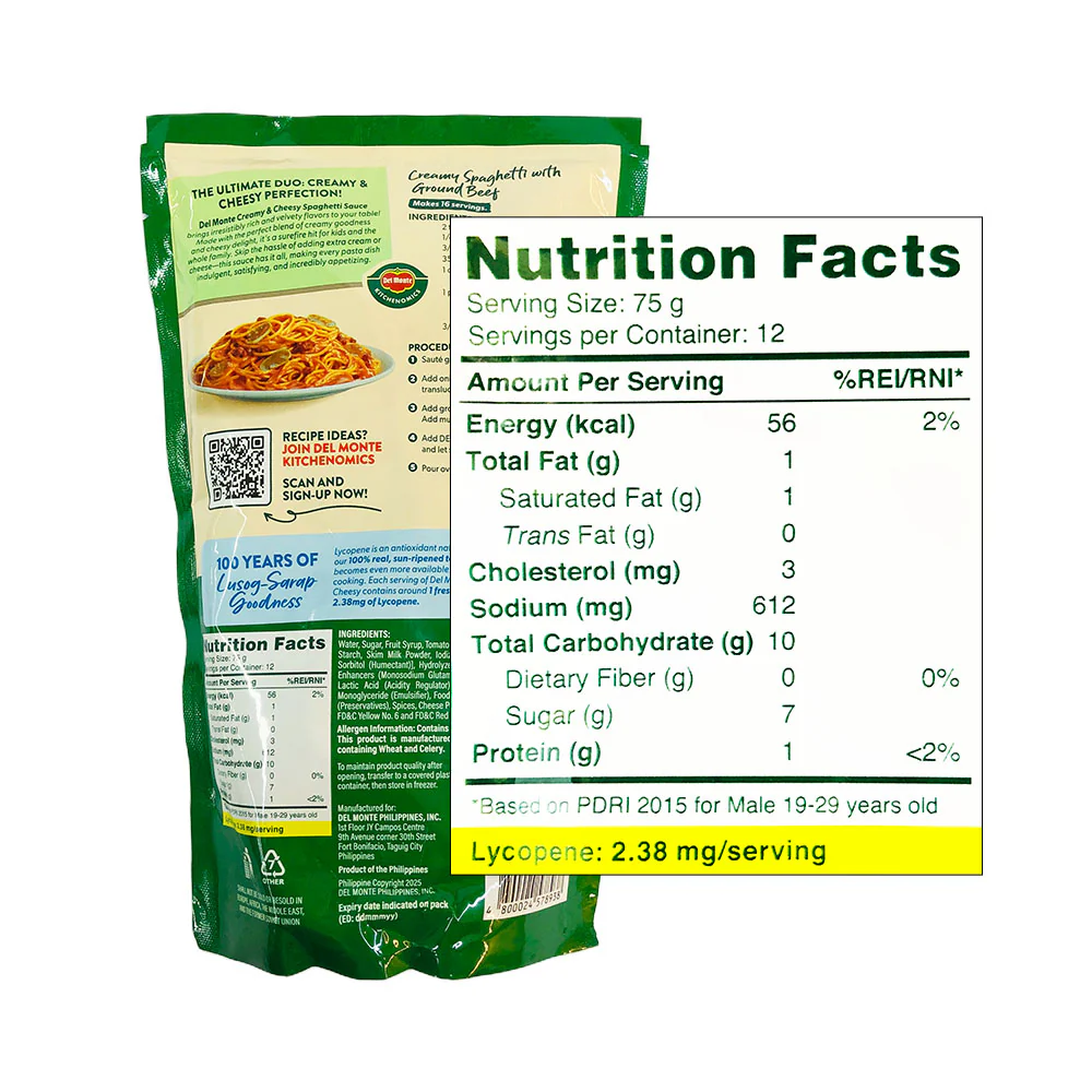 Del Monte Spaghetti Sauce Creamy & Cheesy SUP 900g - Image 2