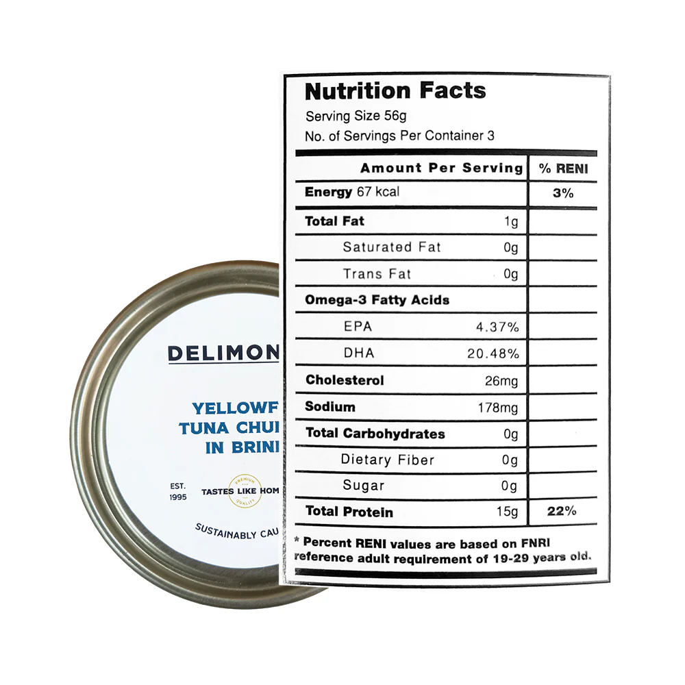 Delimondo Yellow Fin Tuna Chunks In Brine 185g - Image 2