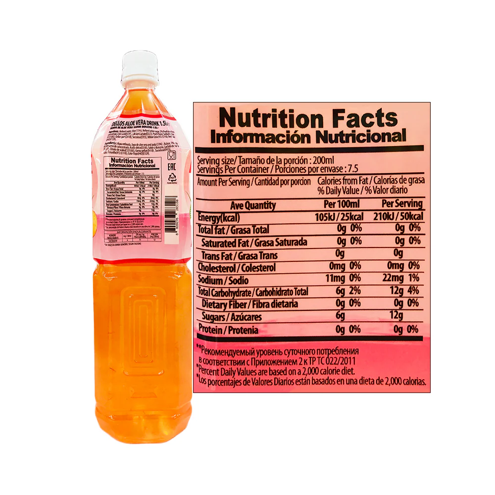 Dellos Aloe Vera Drink Peach - Image 2