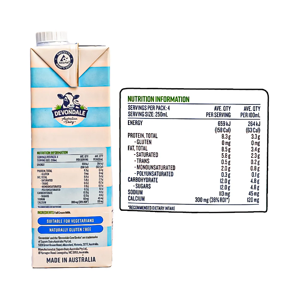 Devondale Full Cream Milk UHT 1L - Image 3