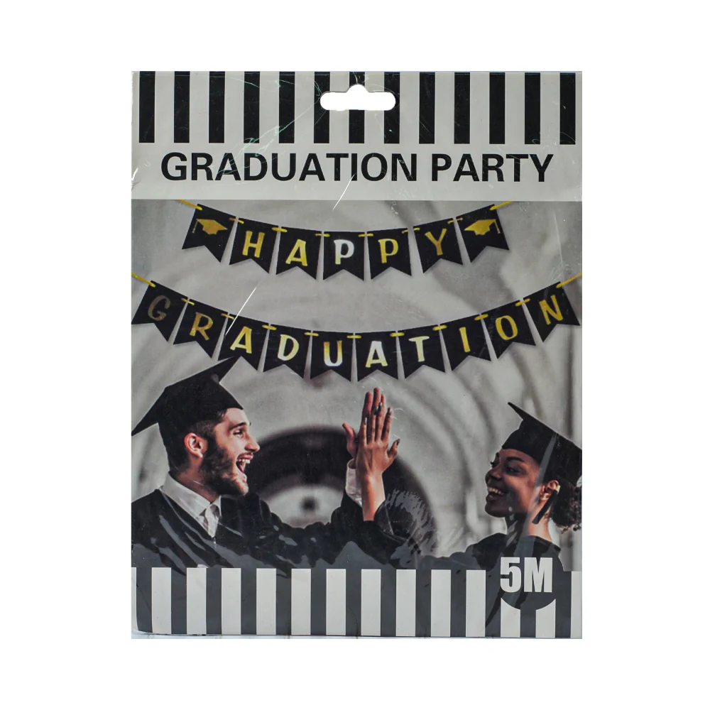 DNK Party Banner Happy Graduation Black - Image 2
