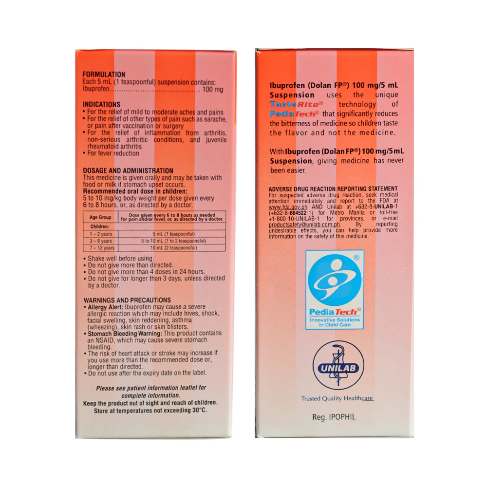 Dolan FP Ibuprofen 100mg/5ml Suspension 60ml - Image 2