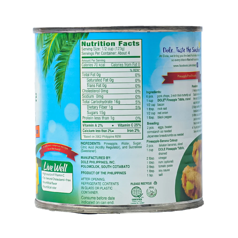 Dole Pineapple Tidbits 432g - Image 2