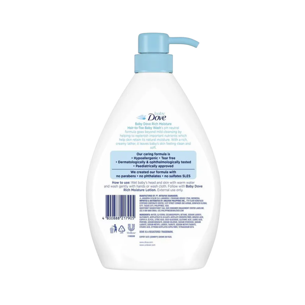 Baby Dove Head To Toe Wash Rich Moisture Pump 1000ml - Image 2