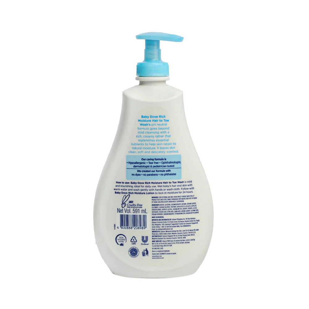 Dove Hair To Toe Baby Wash Rich Moisture 591ml - Image 2
