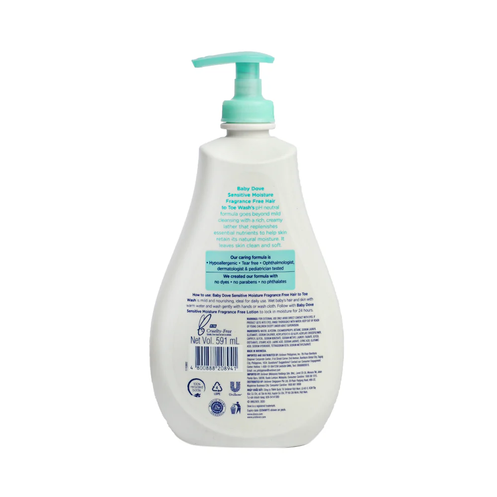 Dove Hair To Toe Wash Sensitive Moisture 591ml - Image 2