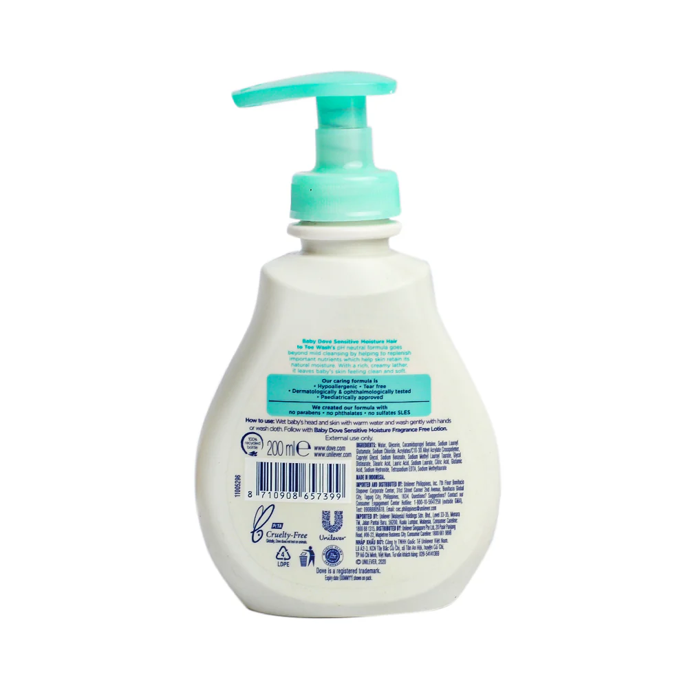 Dove Head To Toe Baby Wash Sensitive Moisture 200ml - Image 2