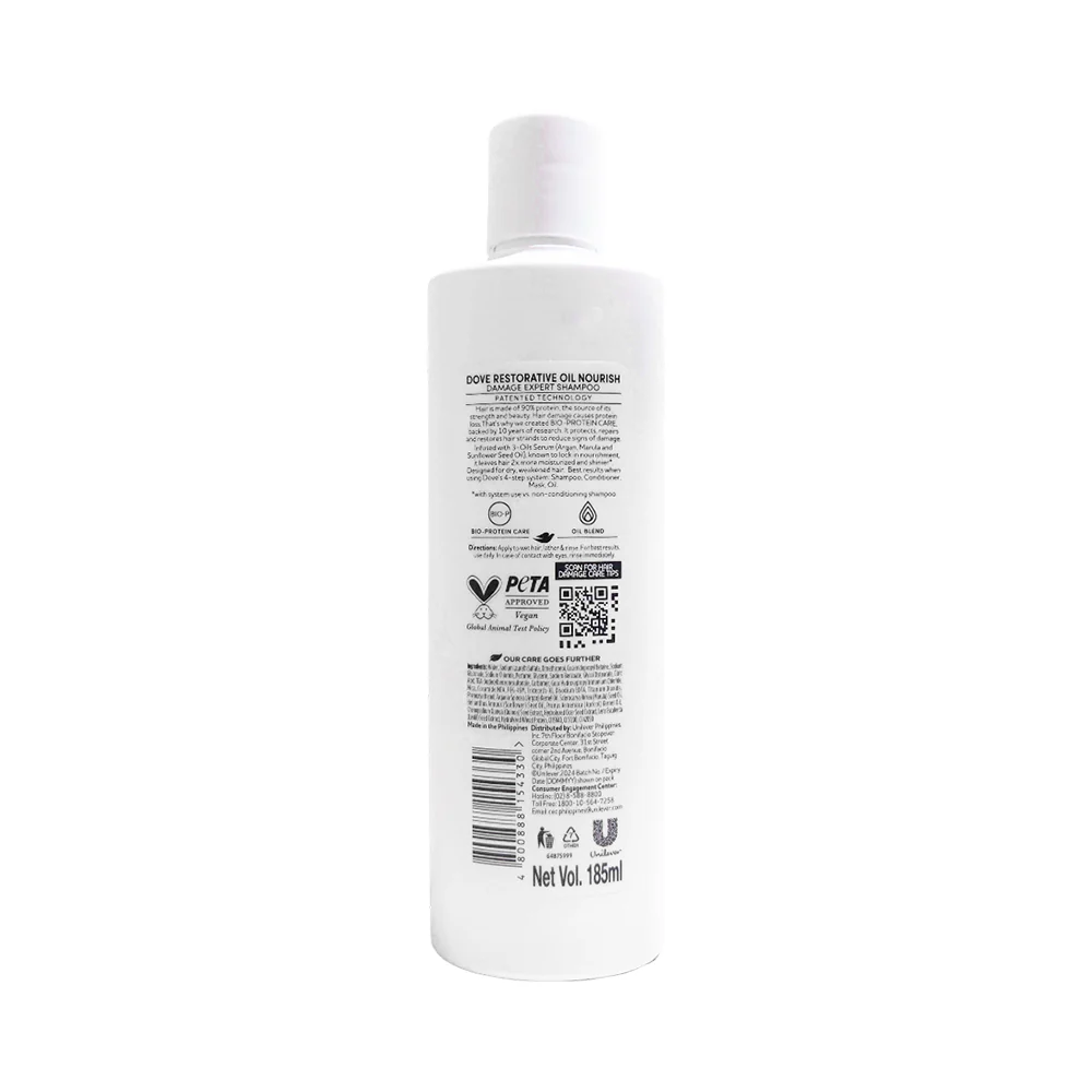Dove Shampoo Nourishing Oil Care 185ml - Image 2