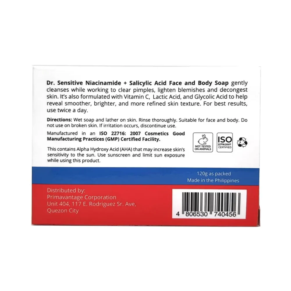 Dr. Sensitive Niacinamide And Salicylic Acid Soap 120g - Image 3
