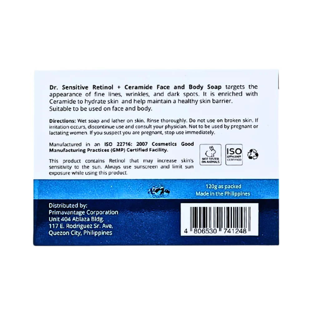 Dr. Sensitive Retinol Plus Ceramide Face And Body Soap 120g - Image 3