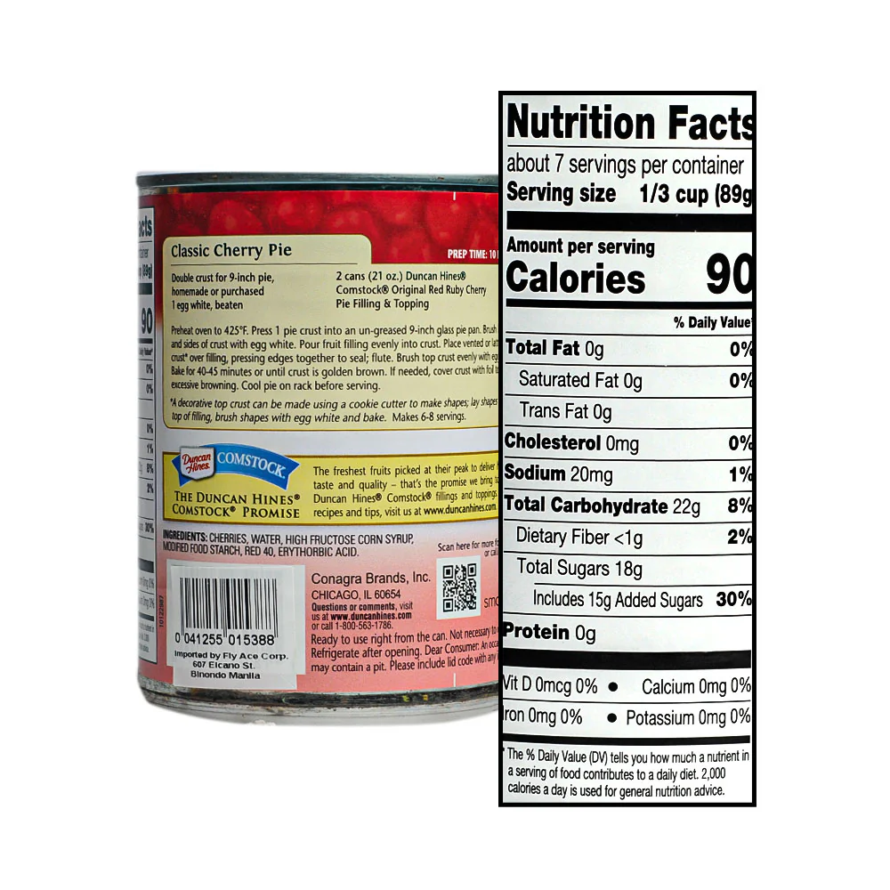 Duncan Hines Comstock Pie Filling And Topping Red Ruby Cherry 595g (21oz) - Image 2