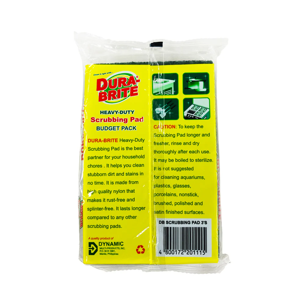 Dura-Brite Heavy Duty Scrubbing Pad 100 x 150mm 3's - Image 2