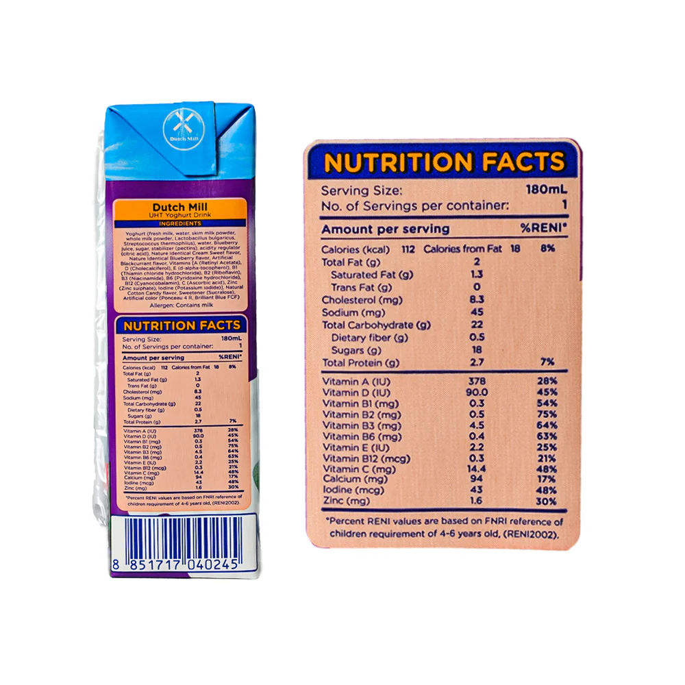 Dutch Mill UHT Yoghurt Drink Blueberry 180ml - Image 3