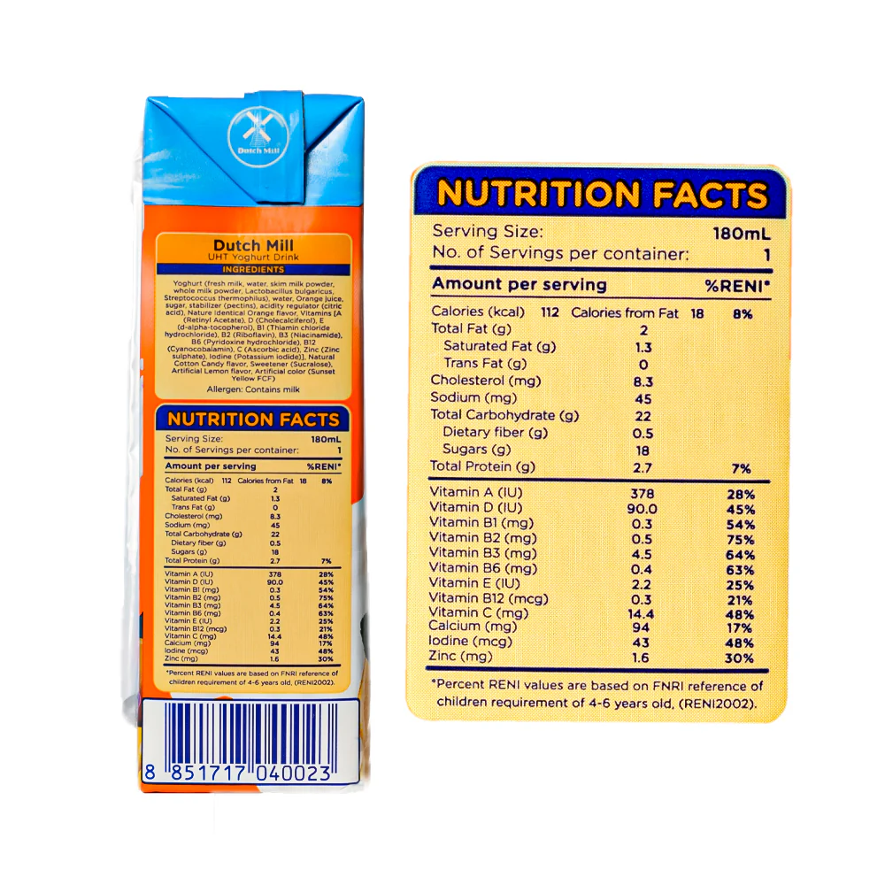 Dutch Mill UHT Yoghurt Drink Orange 180ml - Image 3