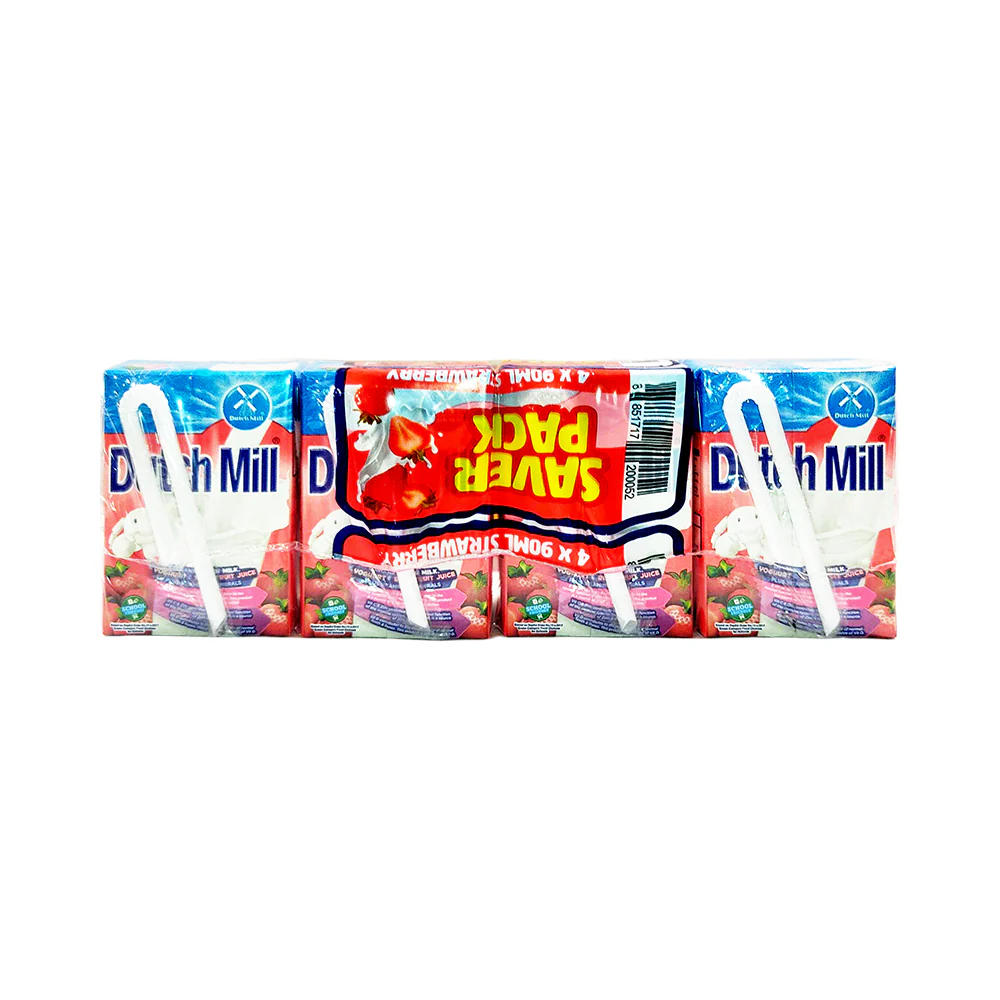 Dutch Mill UHT Yoghurt Drink Strawberry 90ml x 4's Saver Pack - Image 2