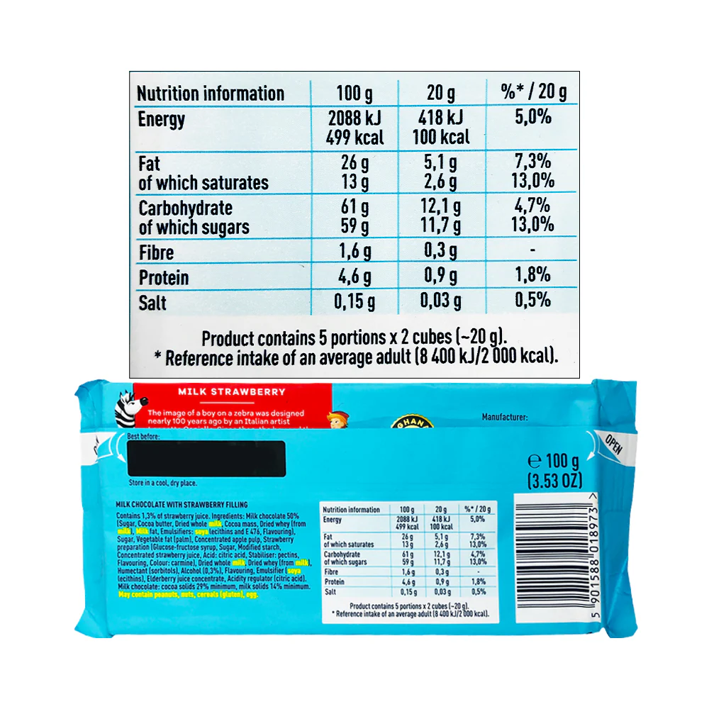 E. Wedel Milk Chocolate Strawberry 100g - Image 2