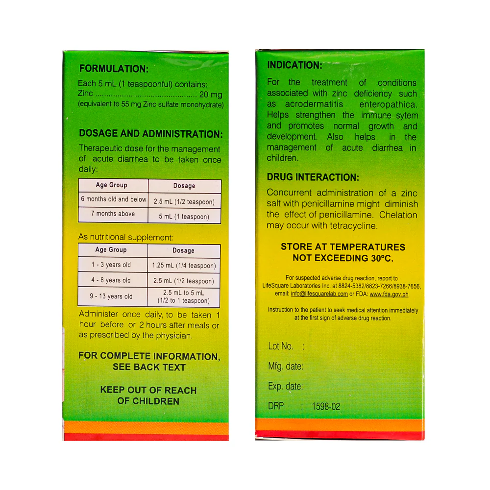 Zinc Sulfate Syrup 60ml - Image 2