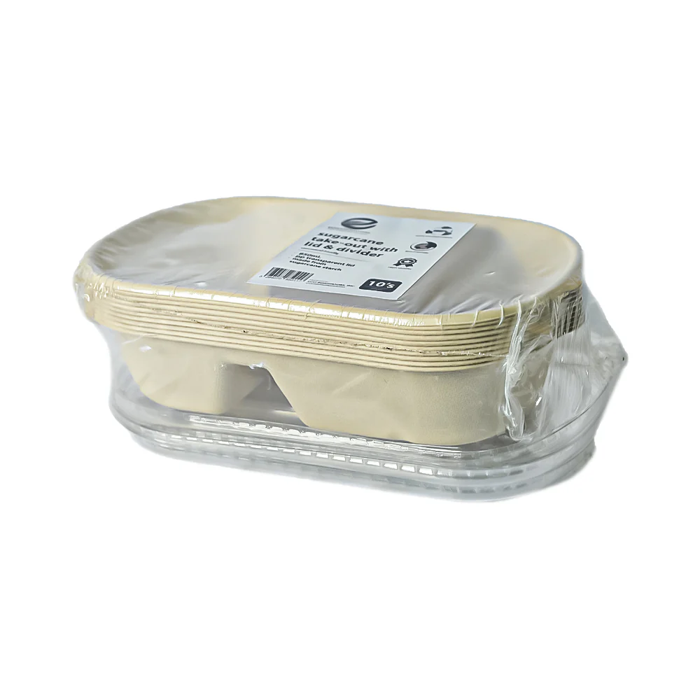 Eco Sugarcane With Divider Transparent Lid 850ml x 10's - Image 2