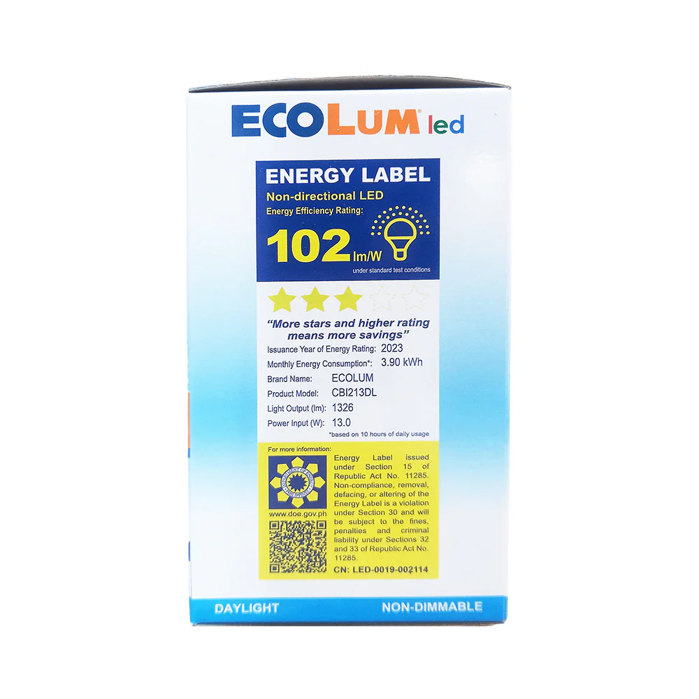 EcoLum LED Bulb 13 Watts Daylight E27 - Image 2
