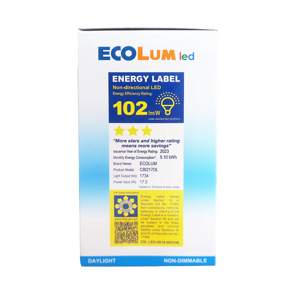 EcoLum LED Bulb 17 Watts Daylight E27 - Image 2