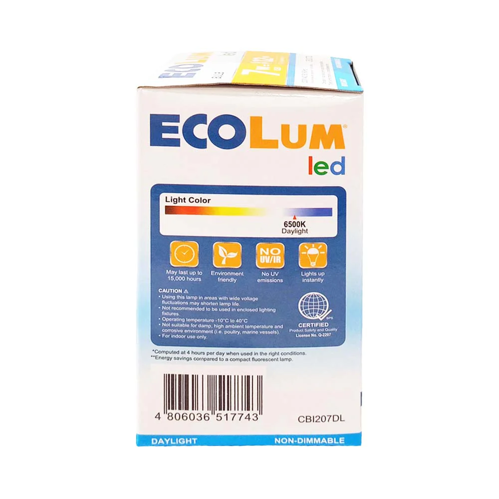 EcoLum LED Bulb 7 Watts Daylight E27 - Image 2