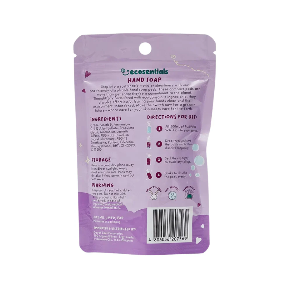 Ecosentials Foaming Hand Soap Lavender Scent Concentrated Pods For 2x 500ml Water - Image 3