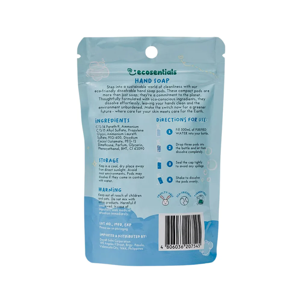 Ecosentials Foaming Hand Soap Ocean Fresh Scent Concentrated Pods For 2x 500ml Water - Image 3