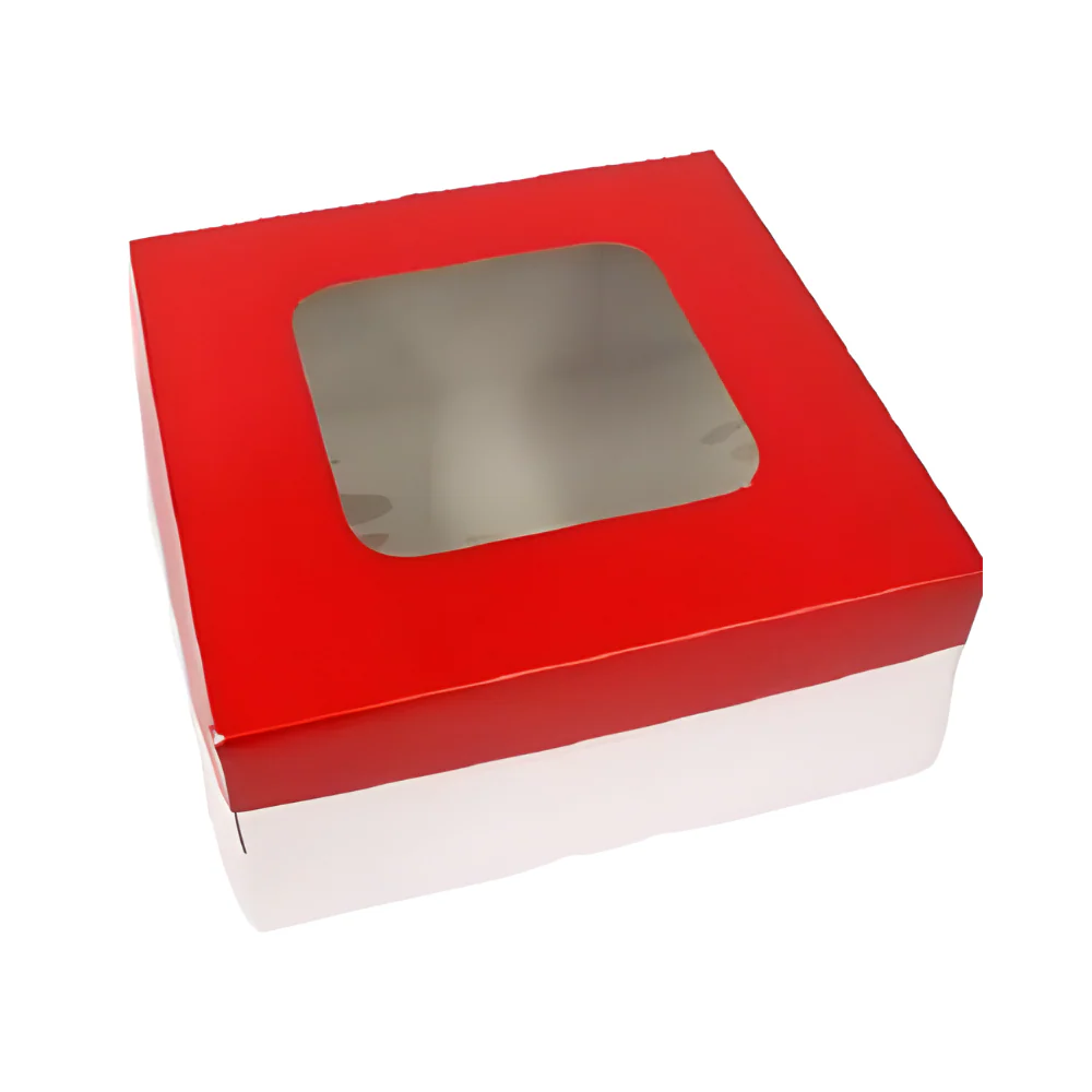 EHB Cake Box Red Top 8''x 8''x 4'' 5's - Image 3