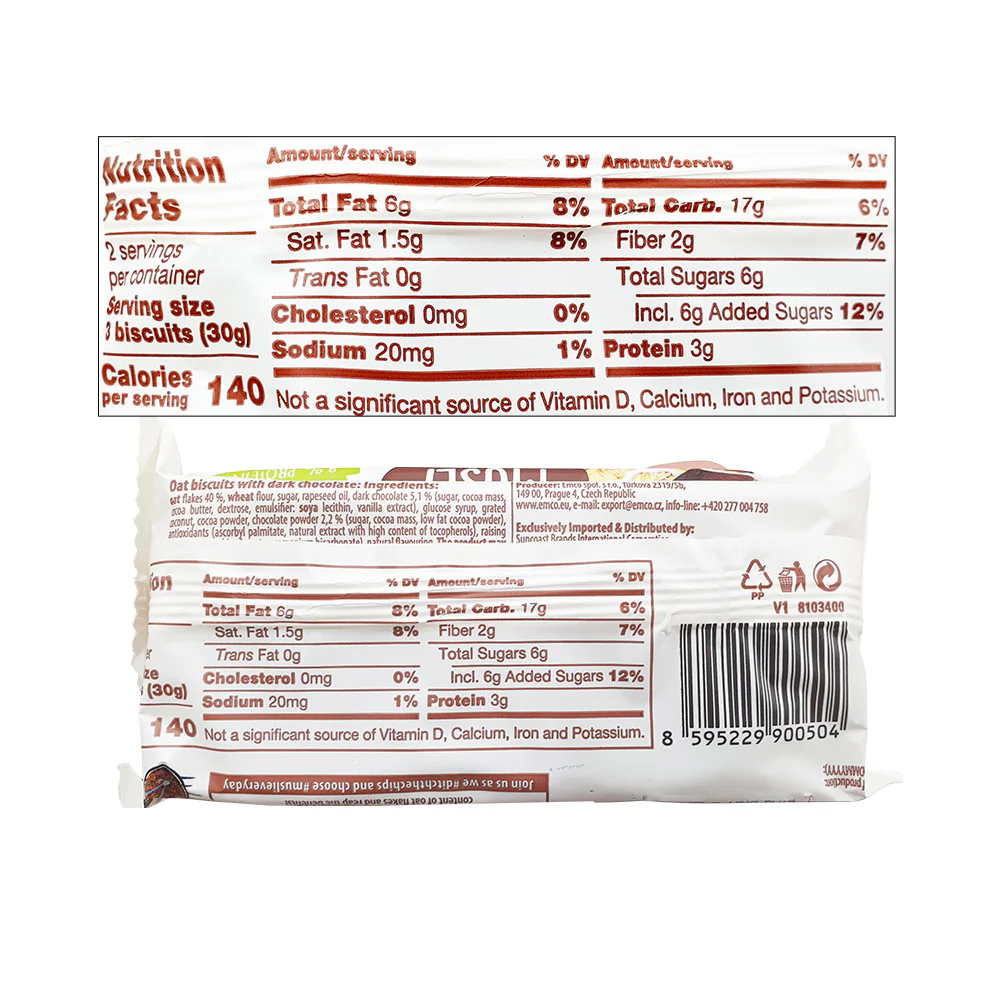 Emco Musli Chocolate Oat Biscuits 60g - Image 2