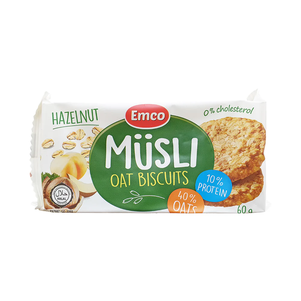 Emco Musli Oat Biscuits Hazelnut 60g