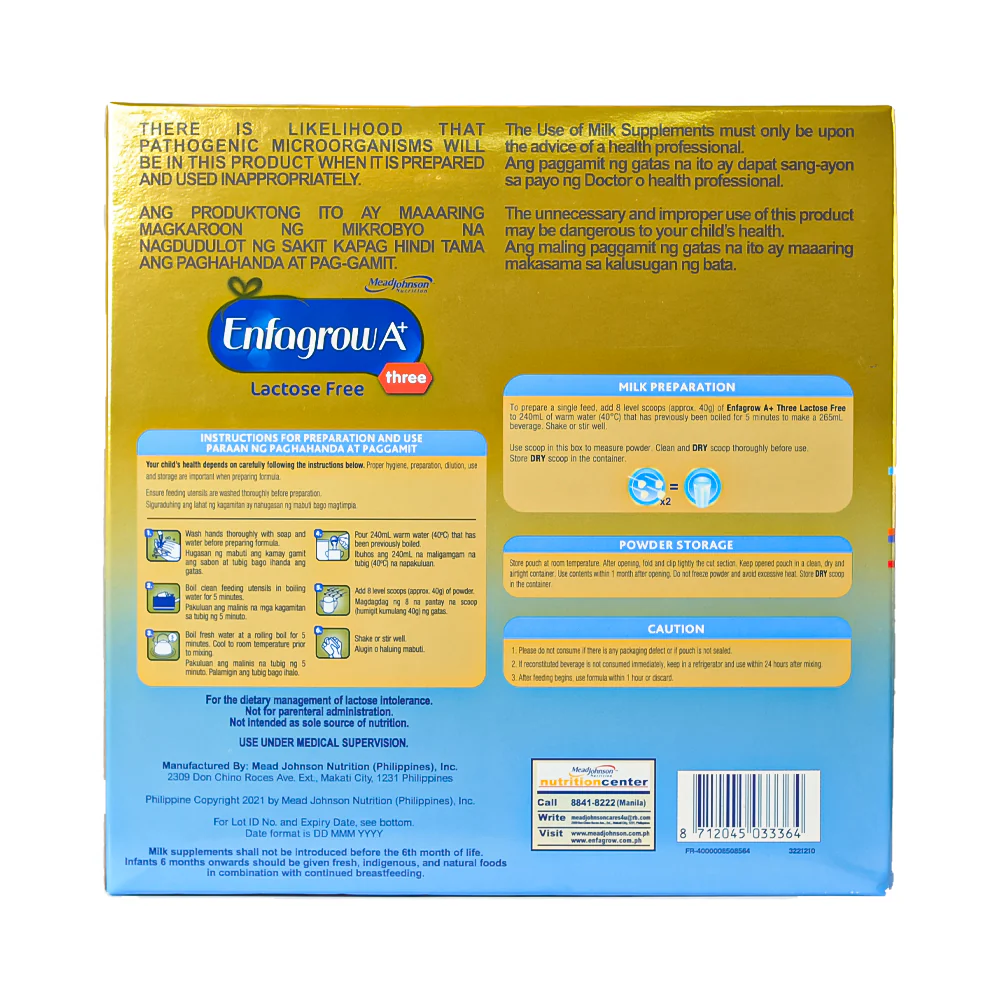 Enfagrow A+ Three Lactose Free 1725g - Image 2