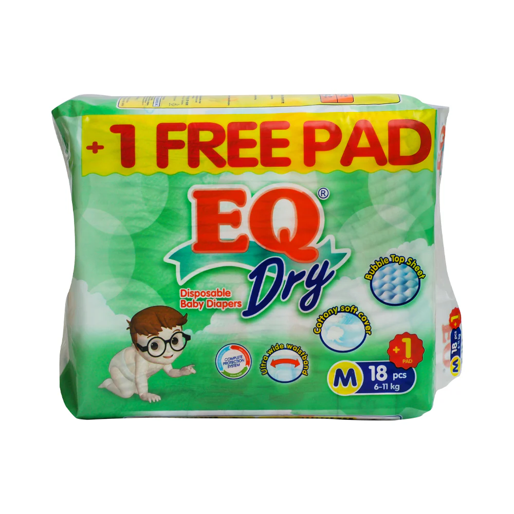 EQ Dry Baby Diaper Travel Pack Medium 18's + 1