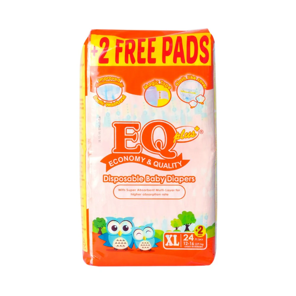 EQ Plus Baby Diaper Big Pack XL 24's + 2 Pads