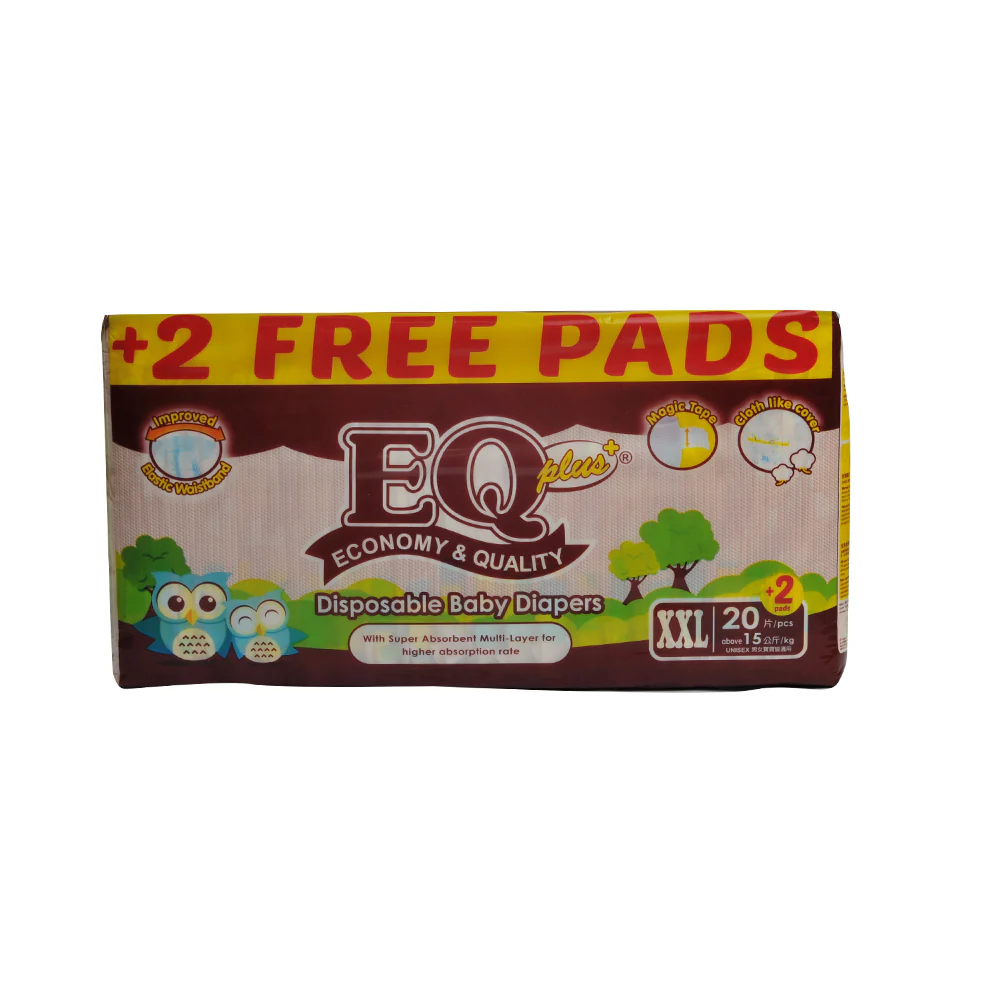 EQ Plus Baby Diaper Big Pack XXL 20's + 2 Pads - Image 2