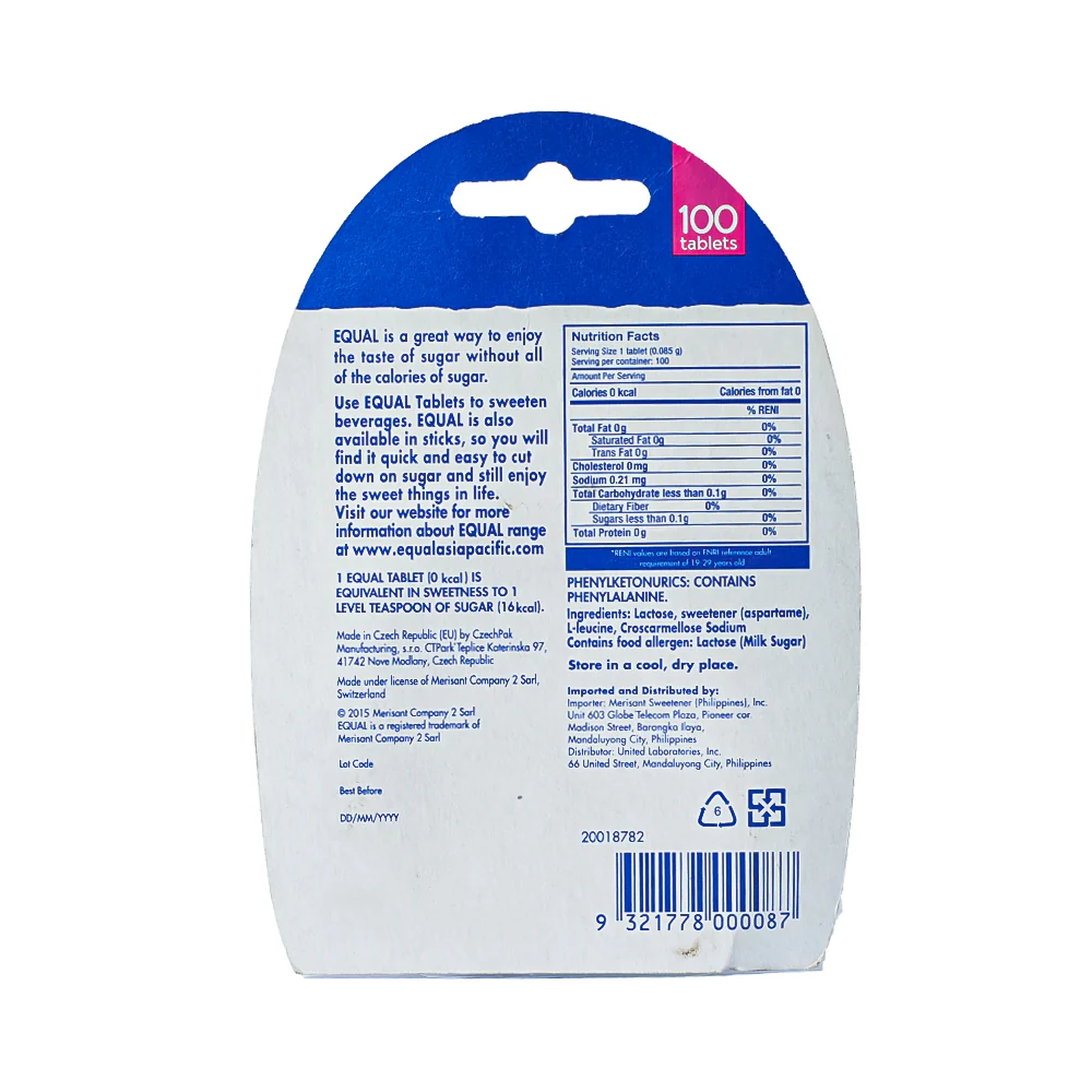 Equal Classic Zero Calorie Sweetener 100 Tablets - Image 2