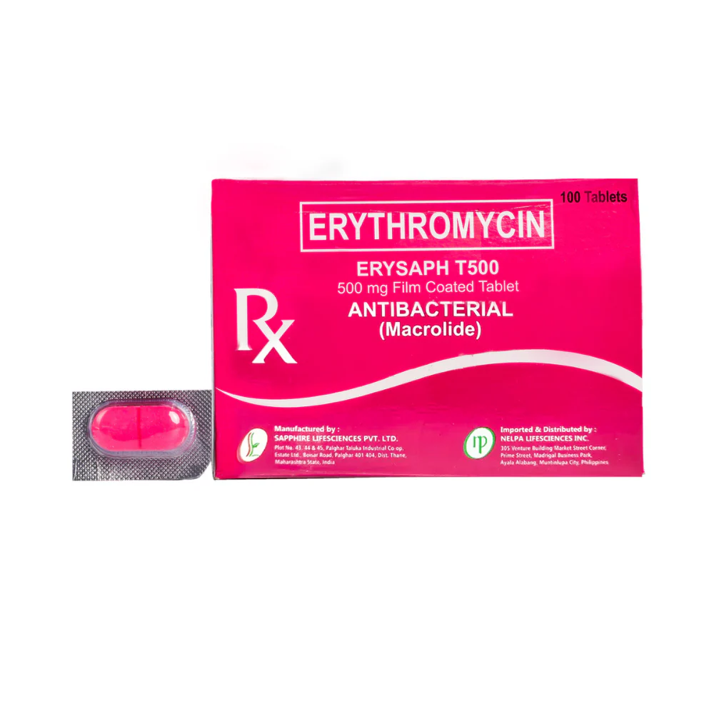 Erysaph T500 Erythromycin 500mg Tablet By 1's - Image 2