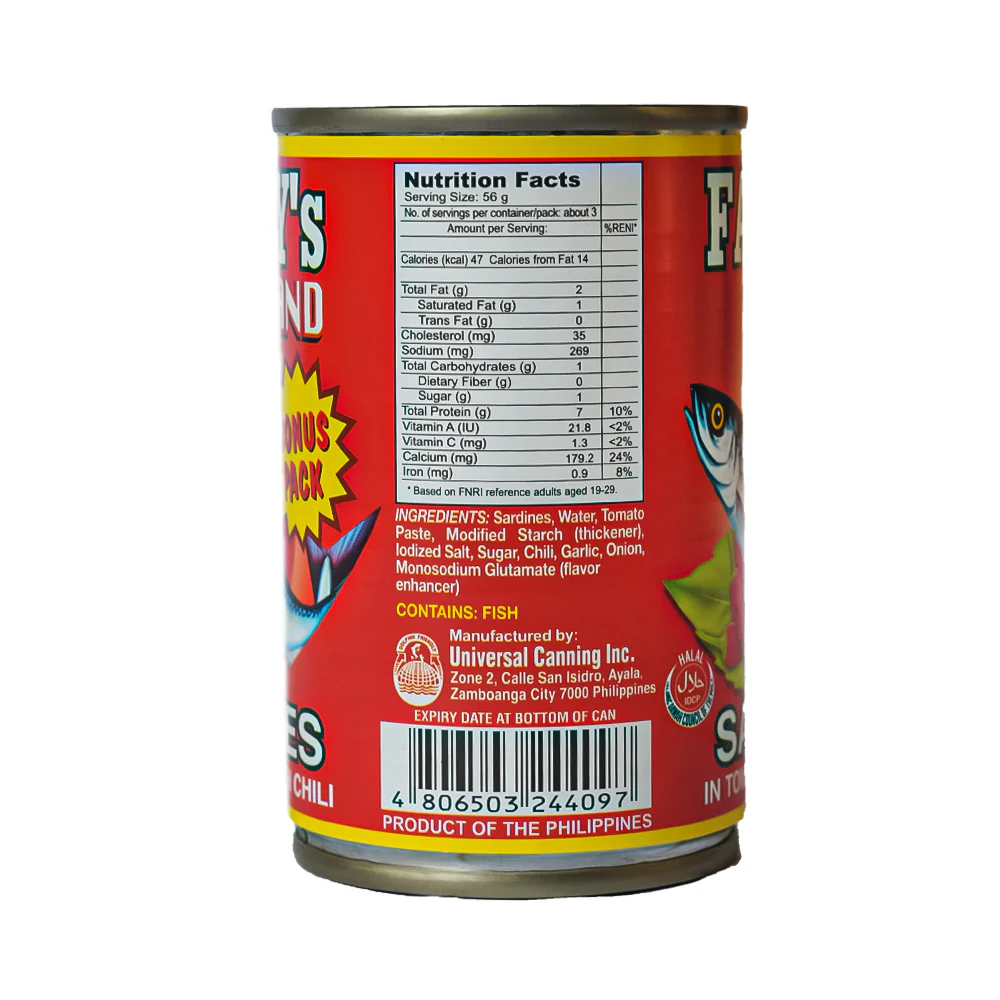 Family's Sardines In Tomato Sauce With Chili Bonus Pack EOC 155g - Image 2
