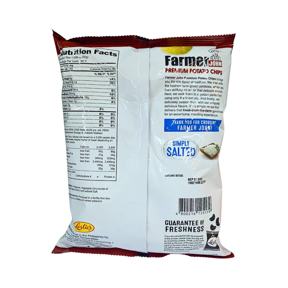 Farmer John Premium Potato Chips Simply Salted 90g - Image 2