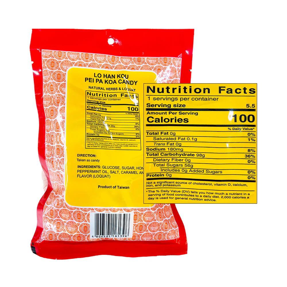 Fat & Thin Lo Han Kou Pei Pa Koa Candy 120g - Image 2