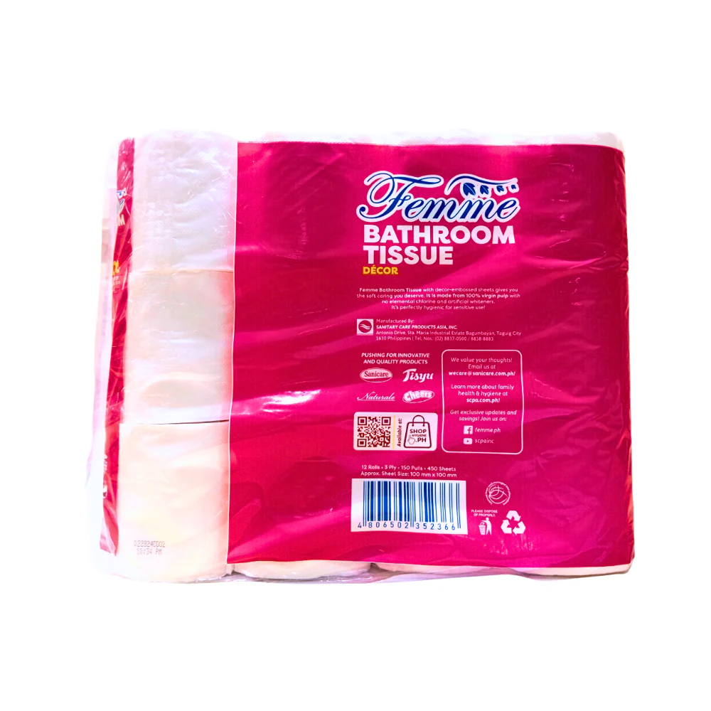 Femme Decor Bathroom Tissue 3Ply 12's - Image 2