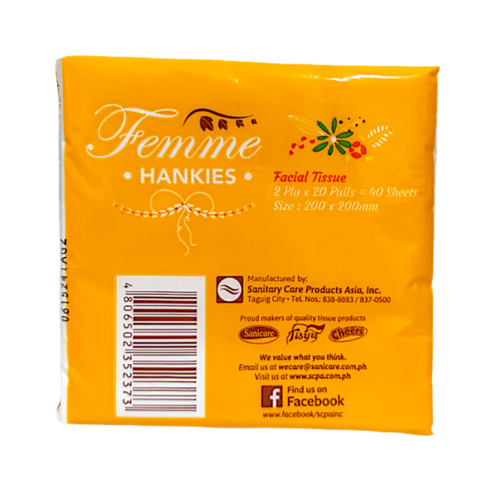 Femme Facial Tissue Hankies 2ply 20 Pulls - Image 2