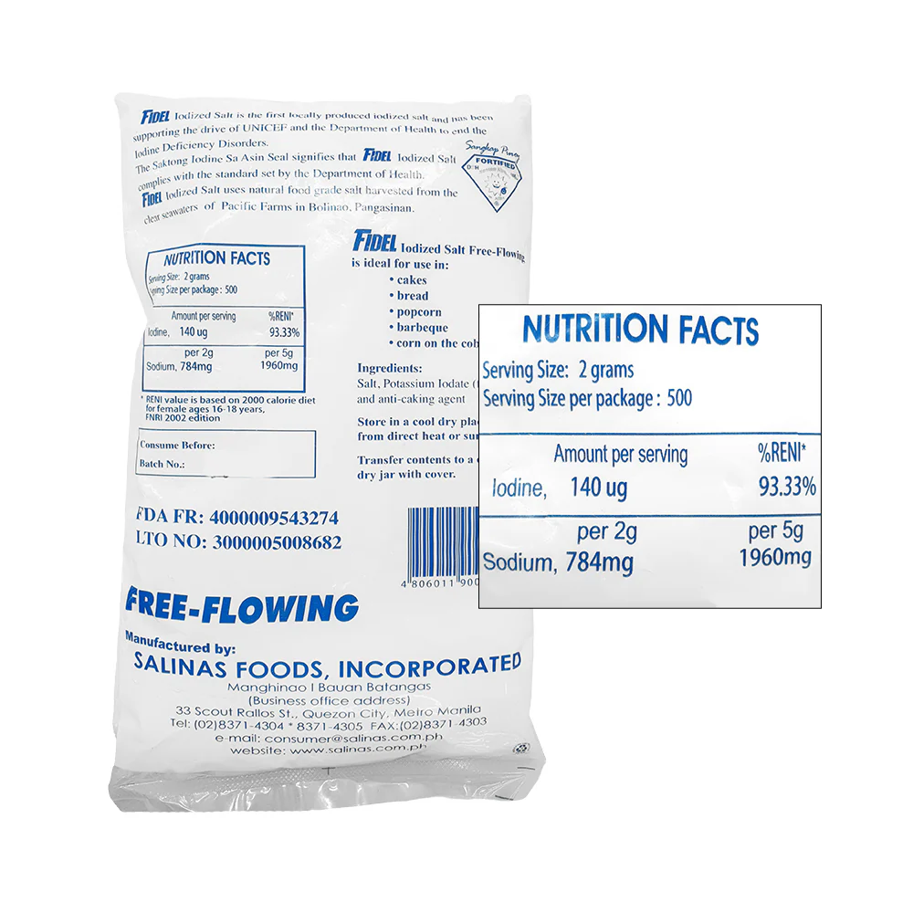 Fidel Iodized Salt Free Flowing 1kg - Image 2