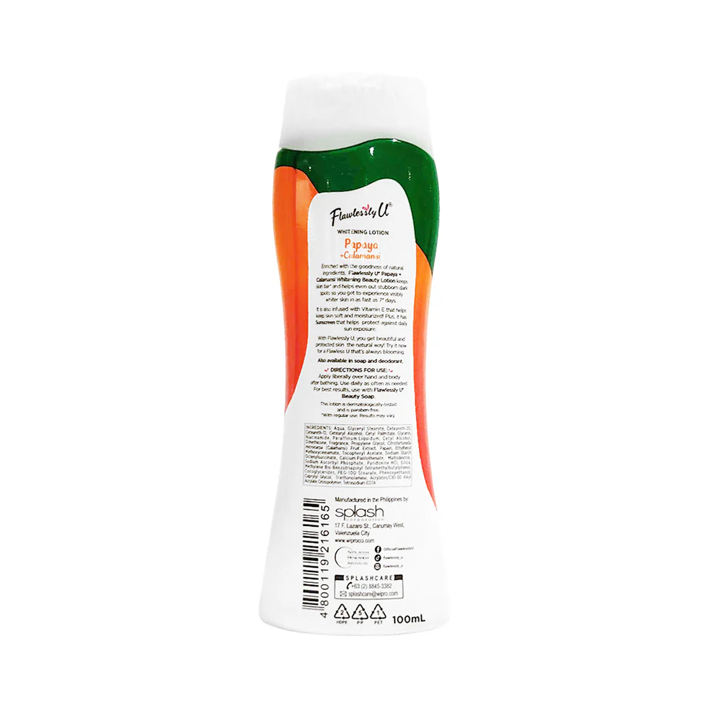 Flawlessly U Whitening Lotion SPF 10 Papaya + Calamansi 100ml - Image 2