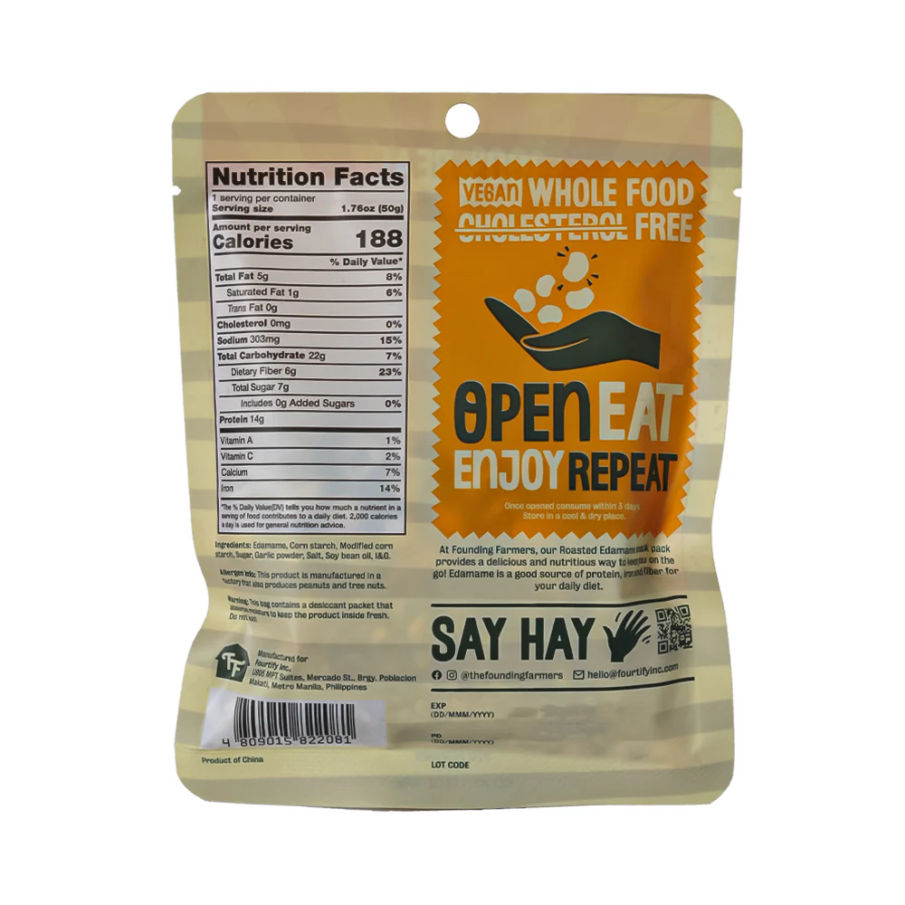 Founding Farmers Roasted Shelled Edamame Garlic 50g - Image 2