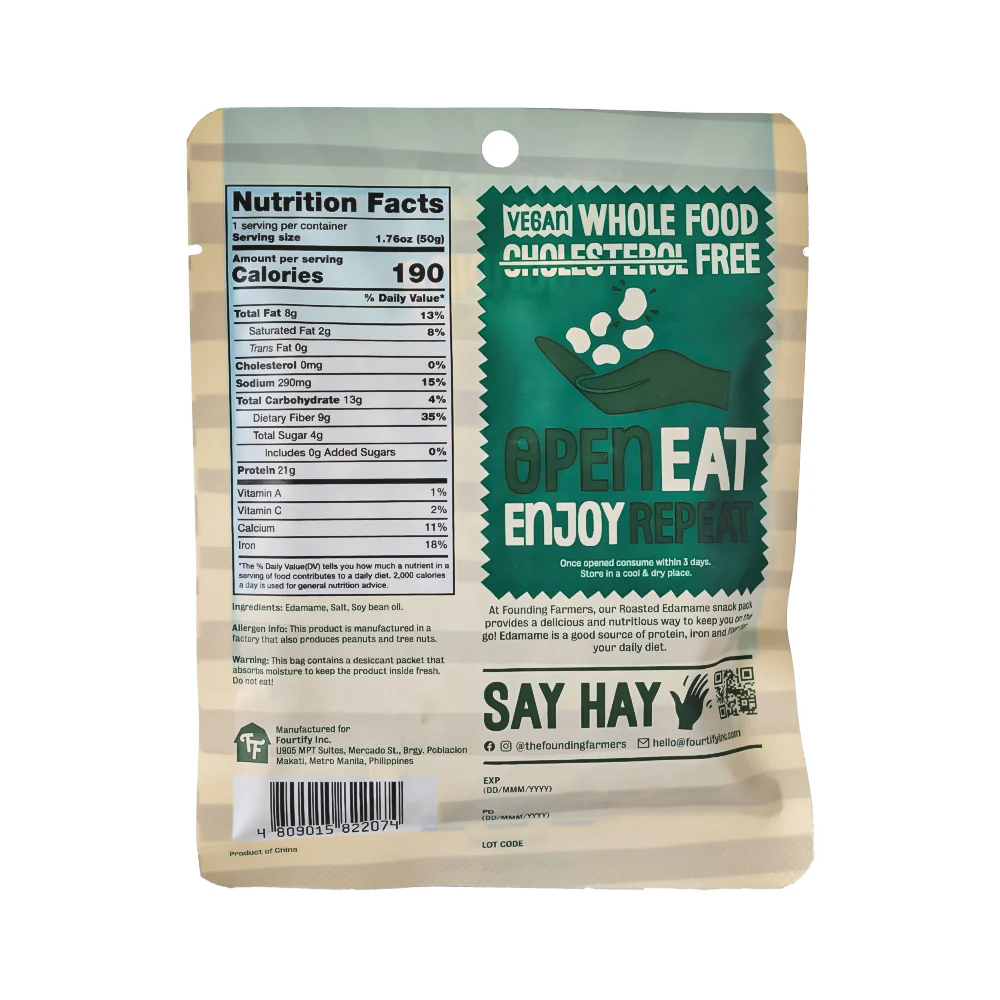 Founding Farmers Roasted Shelled Edamame Sea Salt 50g - Image 2